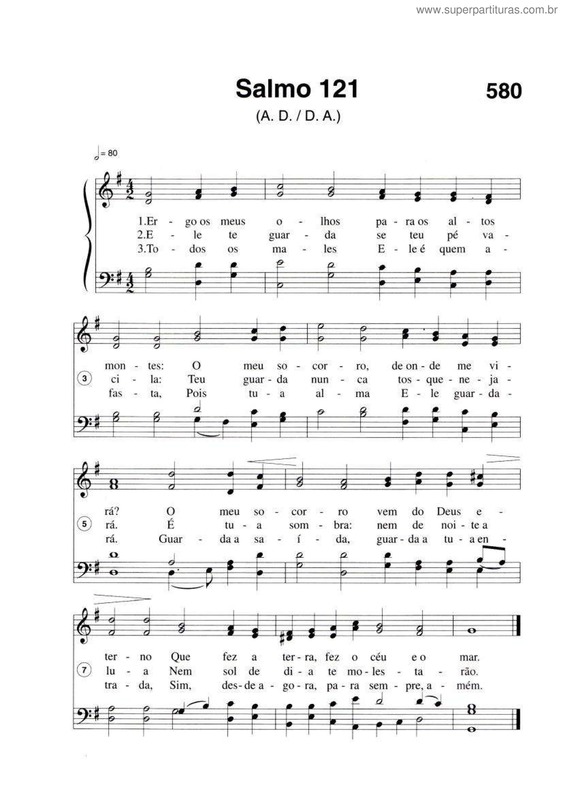 Partitura da música Salmo 121 v.3