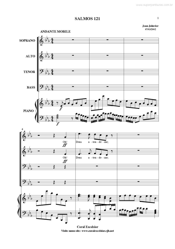 Partitura da música Salmo 121