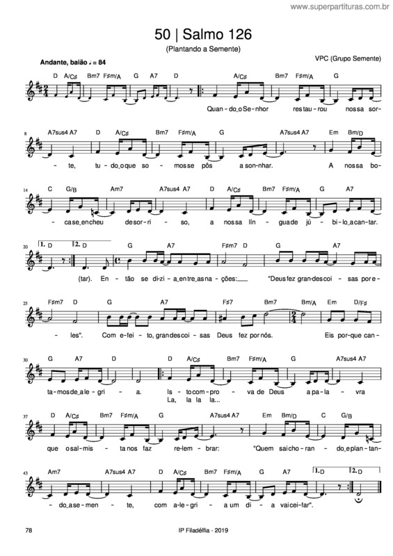 Partitura da música Salmo 126 – Vencedores Por Cristo