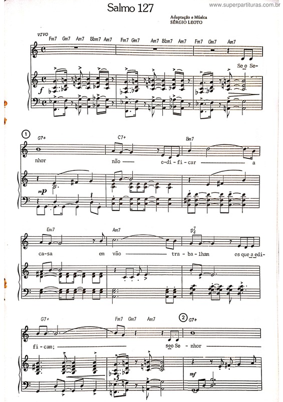 Partitura da música Salmo 127 v.2