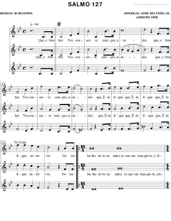 Partitura da música Salmo 127