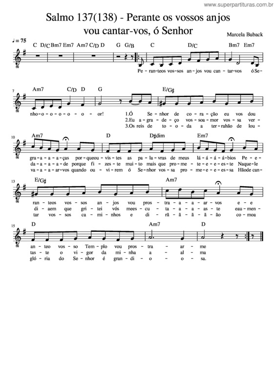 Partitura da música Salmo 137