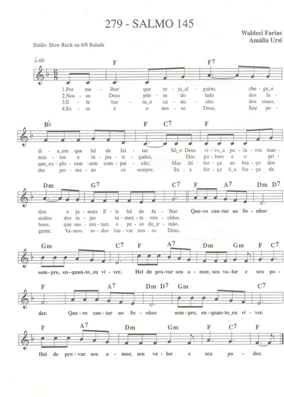Partitura da música Salmo 145