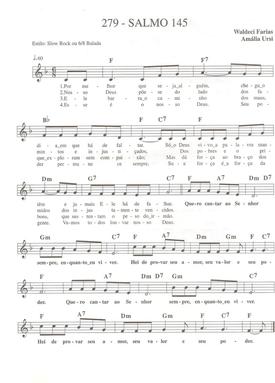 Partitura da música Salmo 145