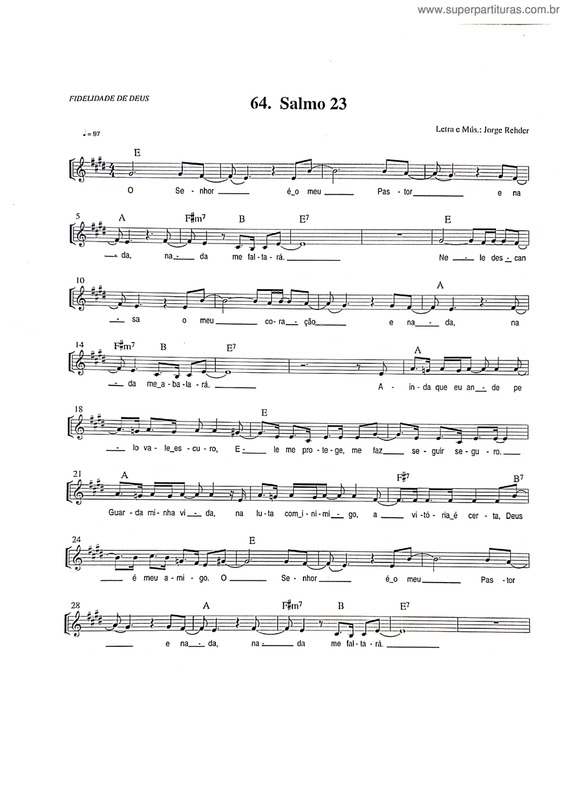 Partitura da música Salmo 23