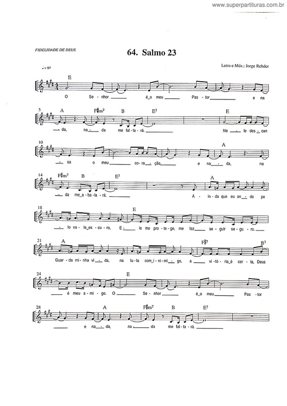 Partitura da música Salmo 23