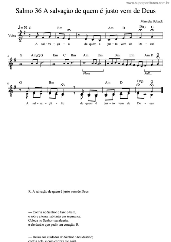 Partitura da música Salmo 36 A Salvação De Quem É Justo Vem De Deus