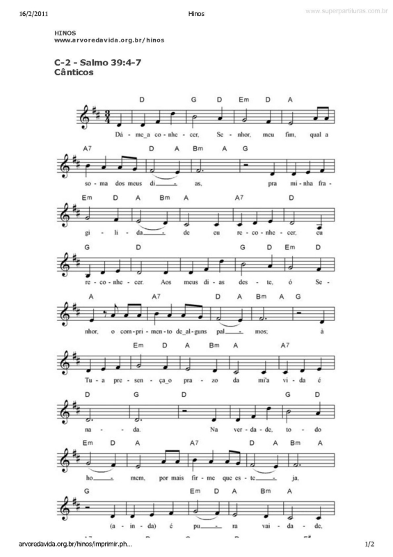 Partitura da música Salmo 39.4-7