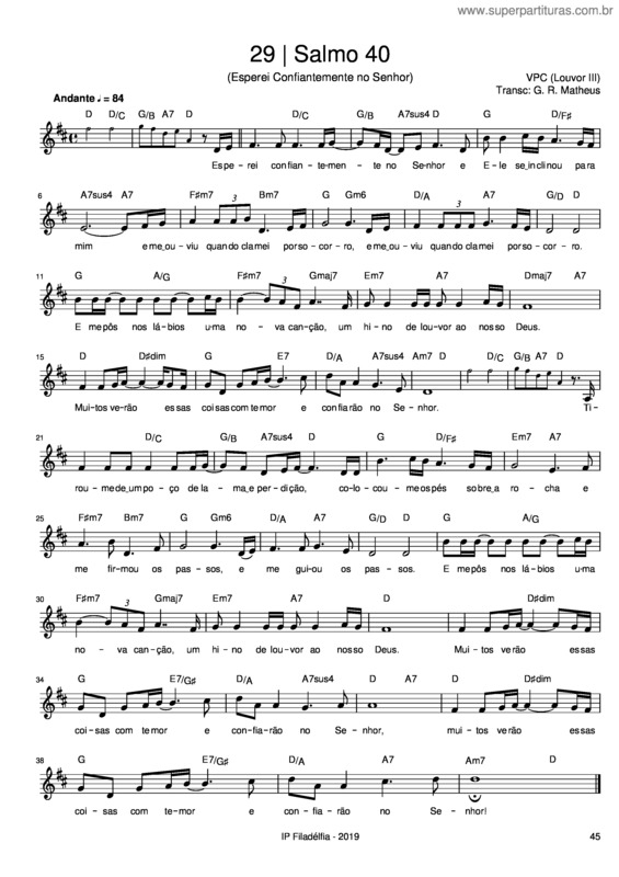 Partitura da música Salmo 40 – Vencedores Por Cristo