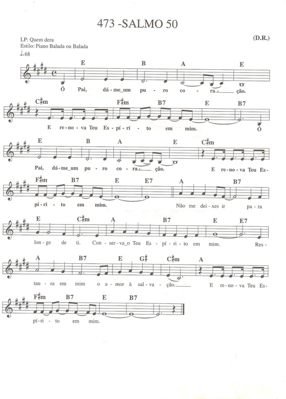 Partitura da música Salmo 50