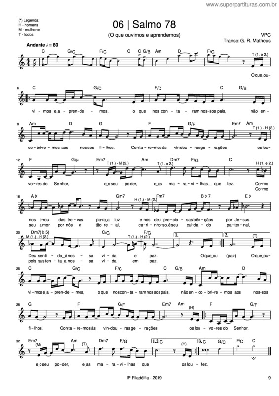 Partitura da música Salmo 78 – Vencedores Por Cristo