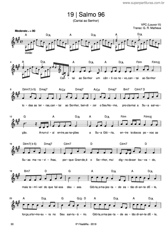 Partitura da música Salmo 96 – Vencedores Por Cristo
