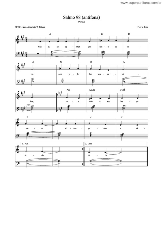 Partitura da música Salmo 98