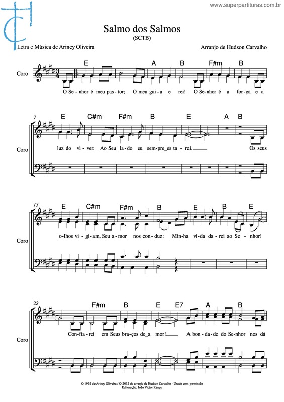 Partitura da música Salmo Dos Salmos v.2