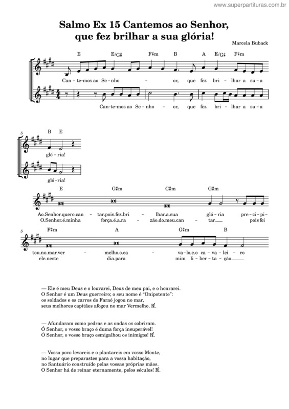 Partitura da música Salmo Ex 15 Cantemos Ao Senhor Que Fez Brilhar A Sua Glória