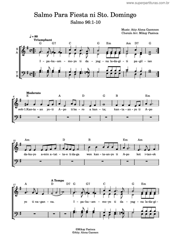 Partitura da música Salmo Para Fiesta Ni Sto. Domingo