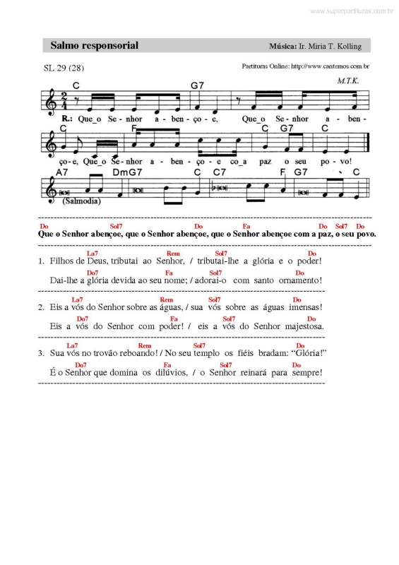 Partitura da música Salmo Responsorial v.10
