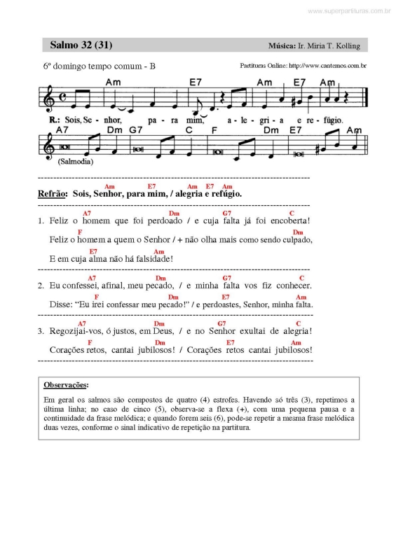 Partitura da música Salmo Responsorial v.11