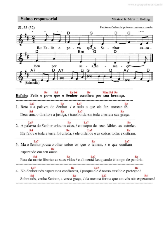 Partitura da música Salmo Responsorial v.12