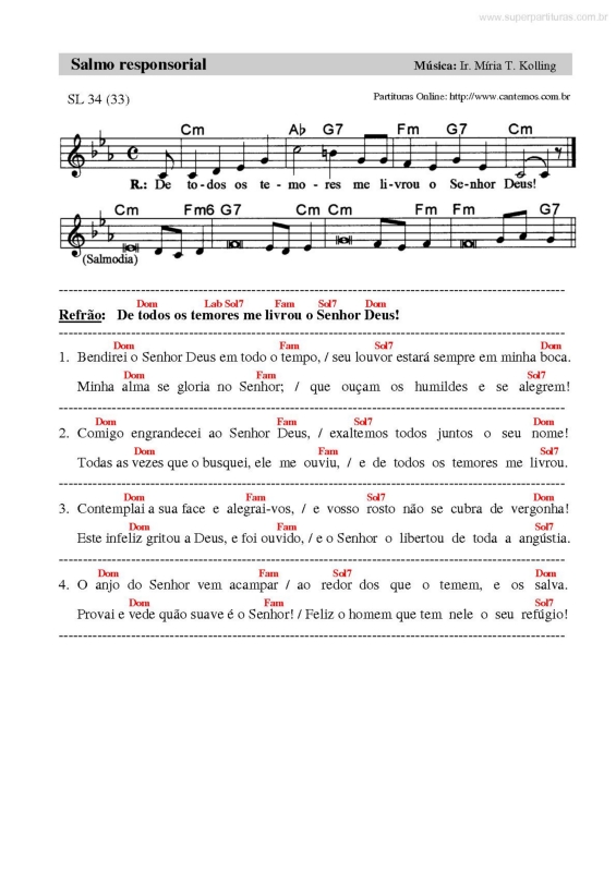 Partitura da música Salmo Responsorial v.14