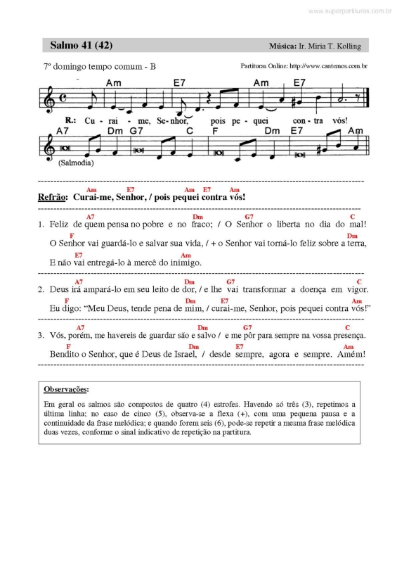Partitura da música Salmo Responsorial v.17