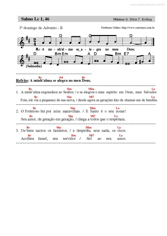 Partitura da música Salmo Responsorial v.19