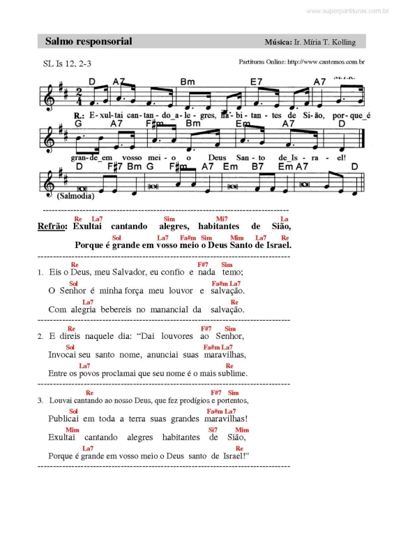 Partitura da música Salmo Responsorial v.2