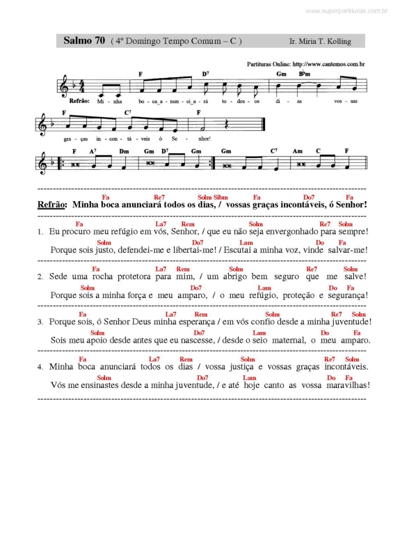 Partitura da música Salmo Responsorial v.21