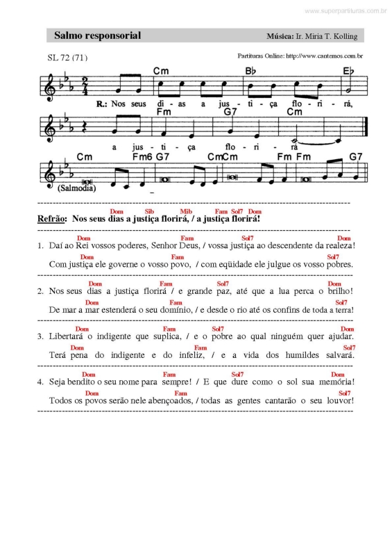 Partitura da música Salmo Responsorial v.22