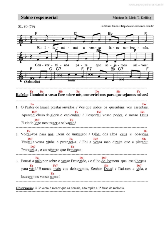 Partitura da música Salmo Responsorial v.24