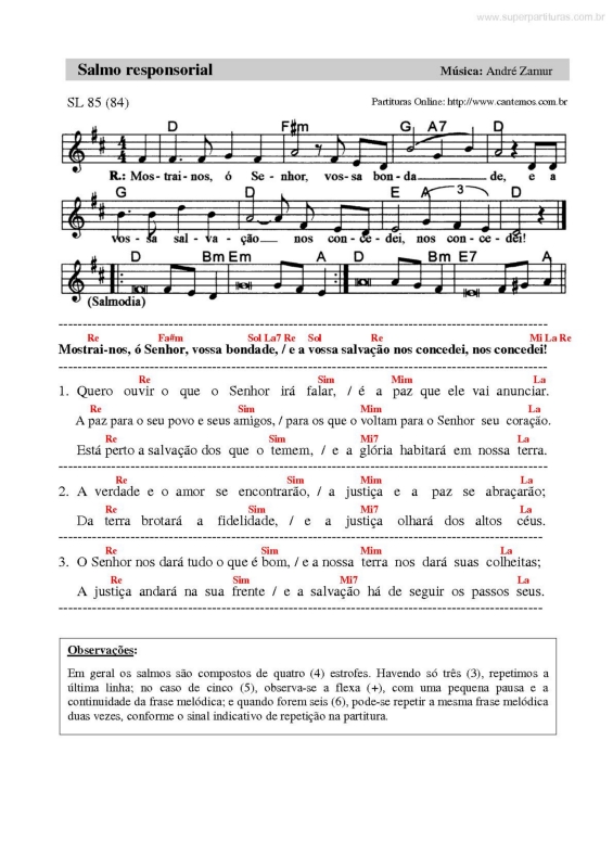 Partitura da música Salmo Responsorial v.27