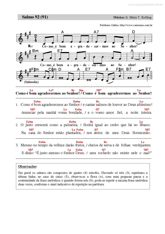 Partitura da música Salmo Responsorial v.29