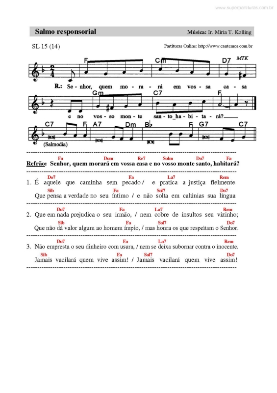Partitura da música Salmo Responsorial v.3