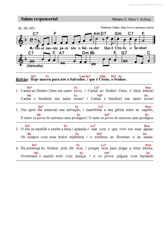 Partitura da música Salmo Responsorial v.32