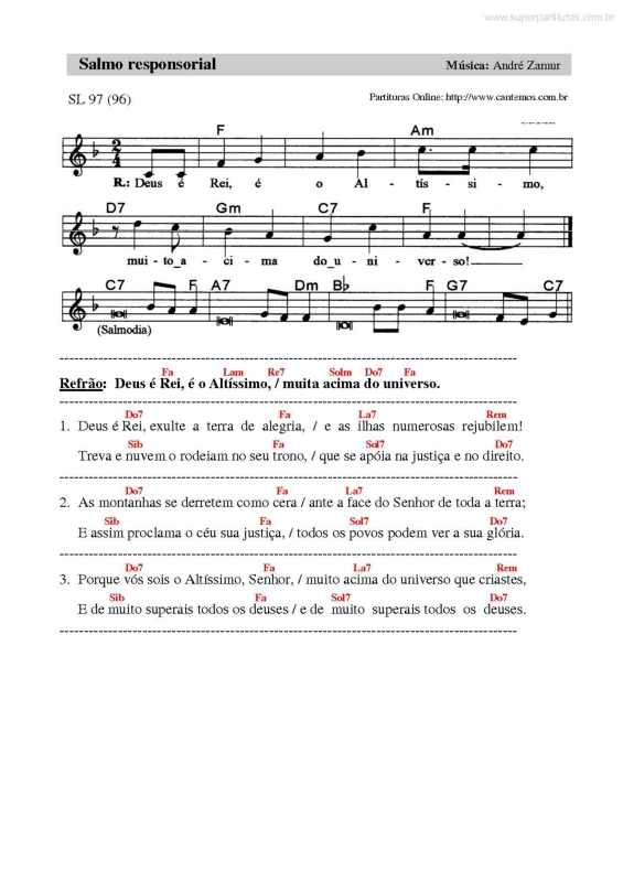 Partitura da música Salmo Responsorial v.33