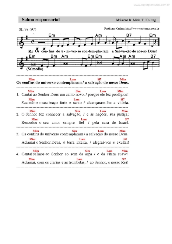 Partitura da música Salmo Responsorial v.34