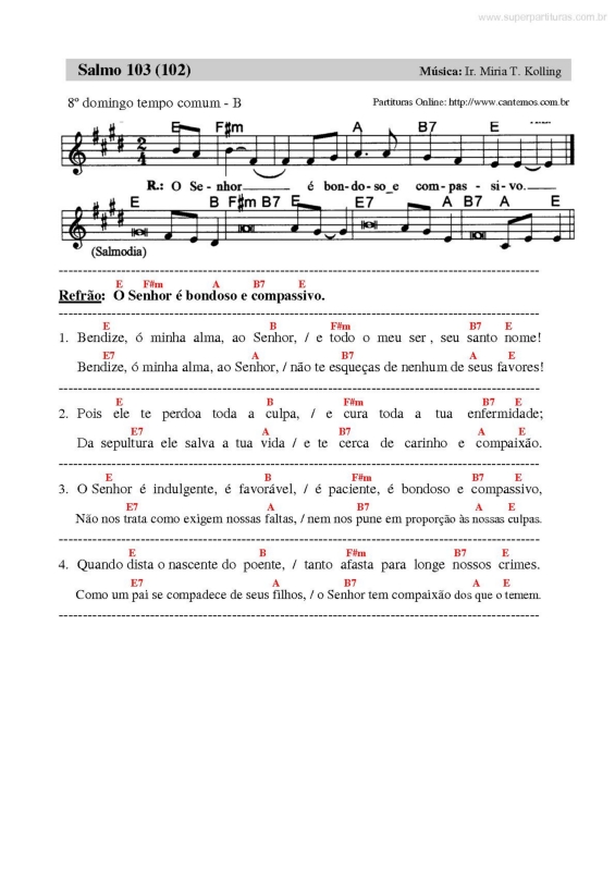 Partitura da música Salmo Responsorial v.35