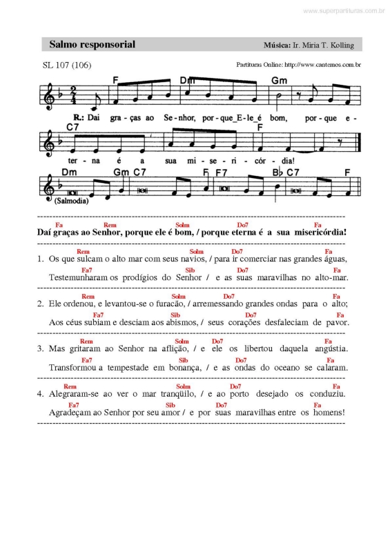Partitura da música Salmo Responsorial v.36
