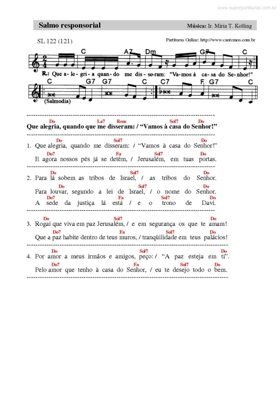 Partitura da música Salmo Responsorial v.38