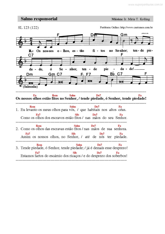 Partitura da música Salmo Responsorial v.39