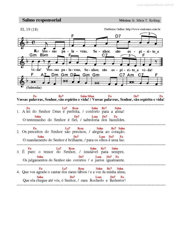 Partitura da música Salmo Responsorial v.4