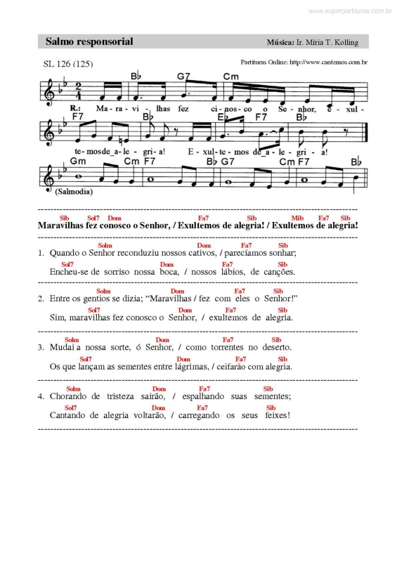 Partitura da música Salmo Responsorial v.40