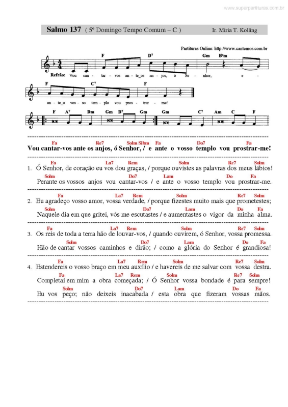 Partitura da música Salmo Responsorial v.42