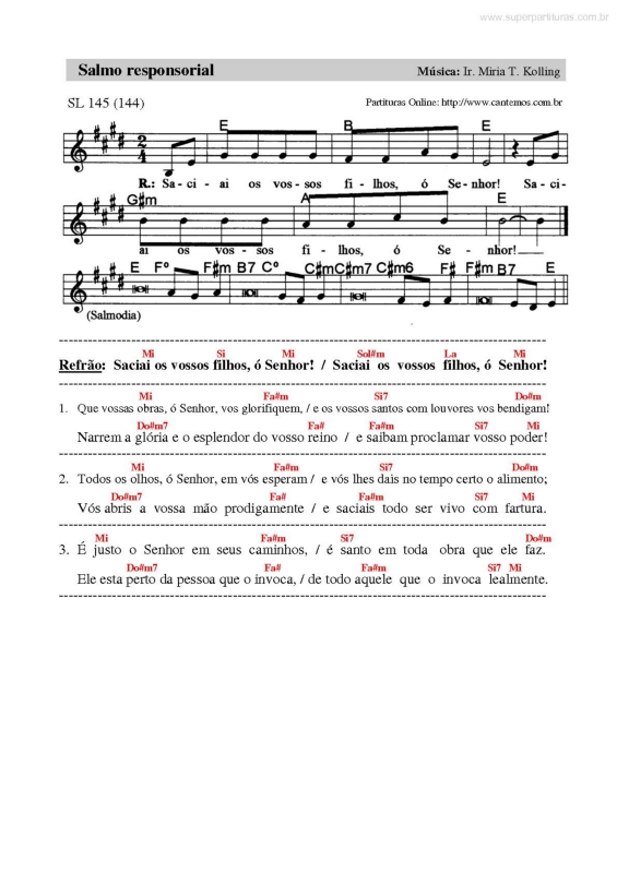 Partitura da música Salmo Responsorial v.43