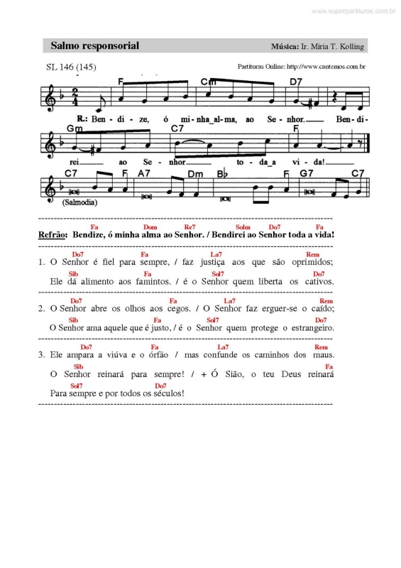 Partitura da música Salmo Responsorial v.45