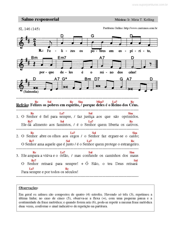 Partitura da música Salmo Responsorial v.46