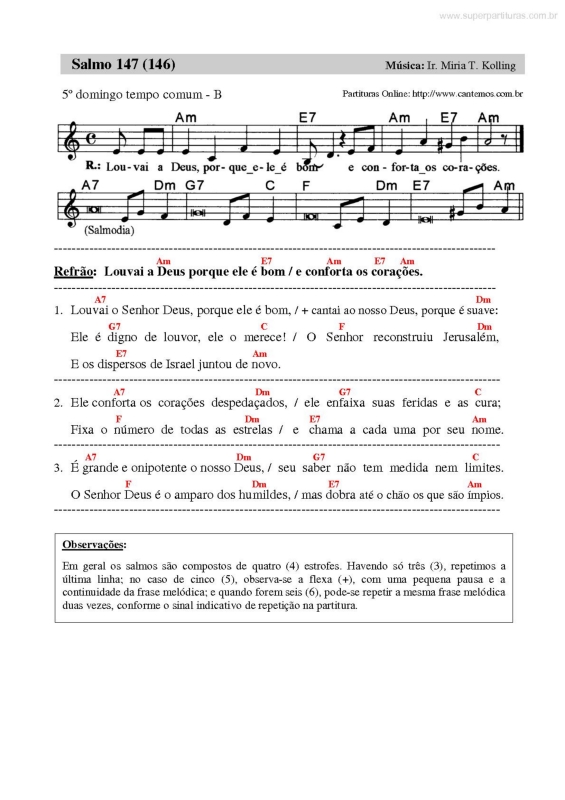 Partitura da música Salmo Responsorial v.47