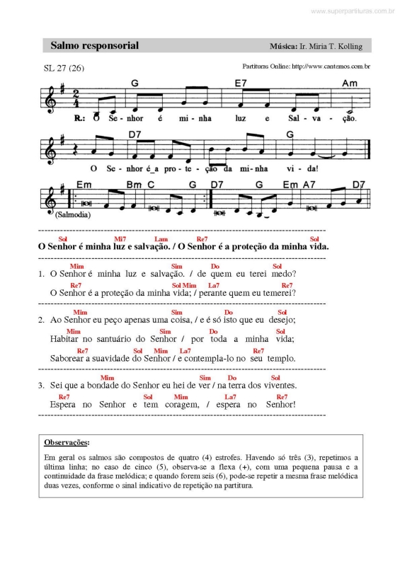 Partitura da música Salmo Responsorial v.9