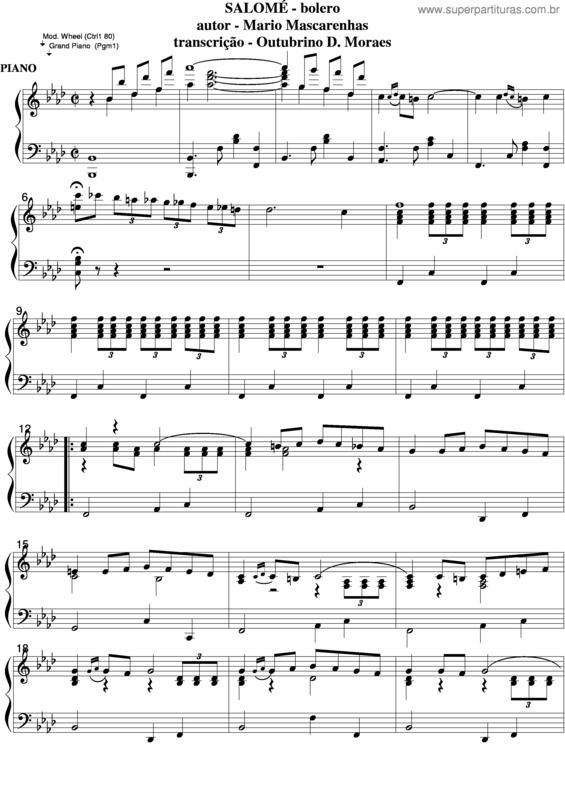 Partitura da música Salomé v.2