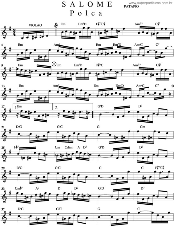 Partitura da música Salomé